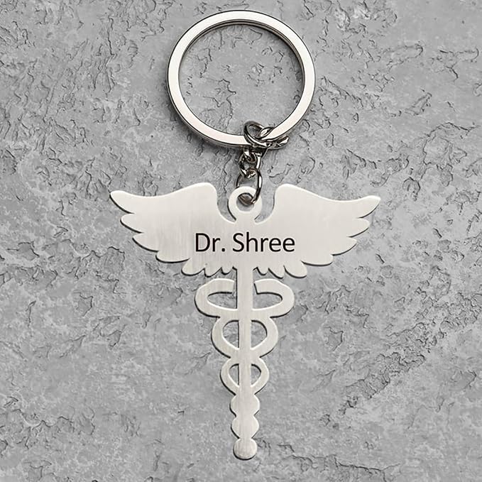 Doctor Keychain – Personalized Name Engraved | Symbol Of Medicine For Doctors, Nurses & Medical Students | Premium Metal | Lightweight, Durable Medical Gift thumbnail 2
