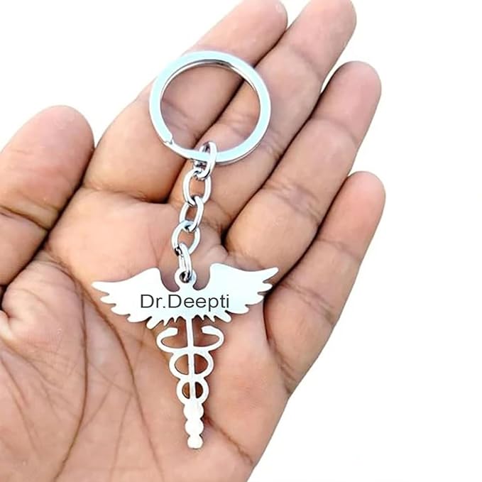 Doctor Keychain – Personalized Name Engraved | Symbol Of Medicine For Doctors, Nurses & Medical Students | Premium Metal | Lightweight, Durable Medical Gift